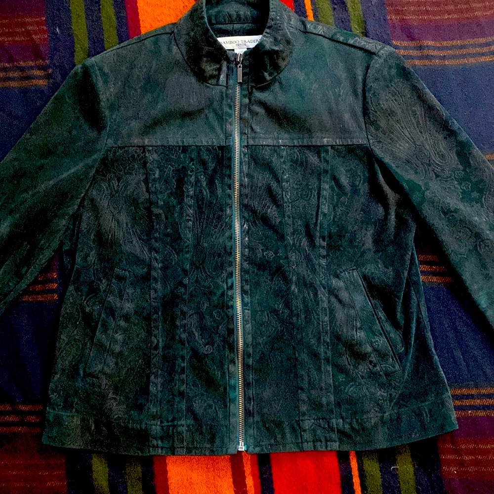 Bamboo Traders Velvet Iridescent Green Jacket Size PM